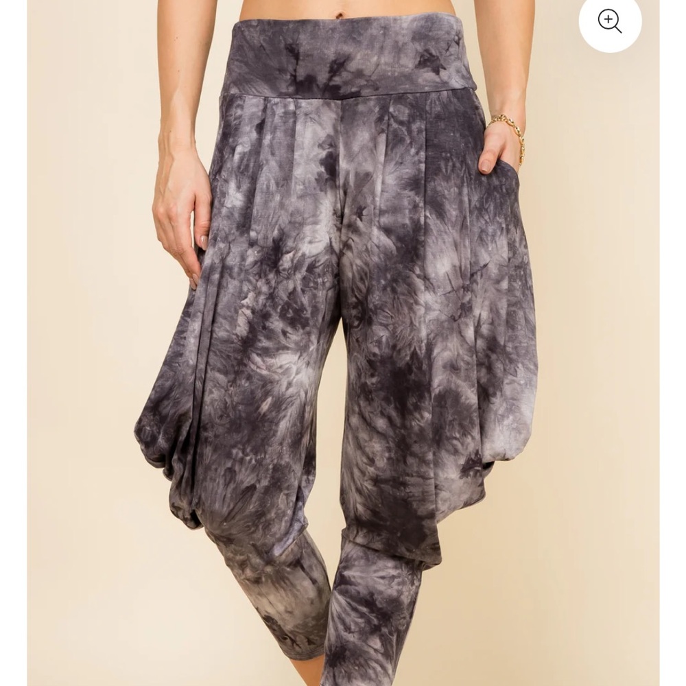 Kooniez Black/White Tie-Dye Harem Lounge Pants for Women, Size L